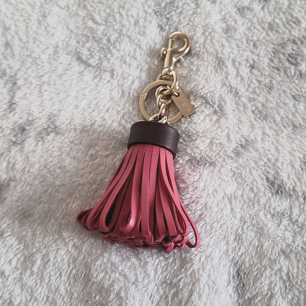 Coach Red and Brown leather bag charm